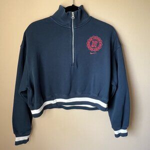 Nike Phoenix Fleece Heritage Oversized Crop Half Zip Sweatshirt Blue Size M